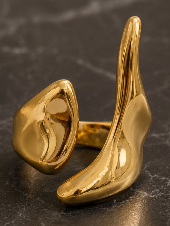 Anthropologie Jewelry - Chunky Sculptural Gold Open Ring | Organic Statement Ring